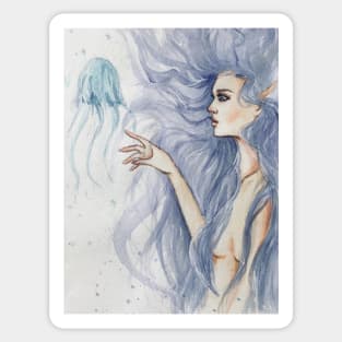 jellyfish and mermaid Sticker